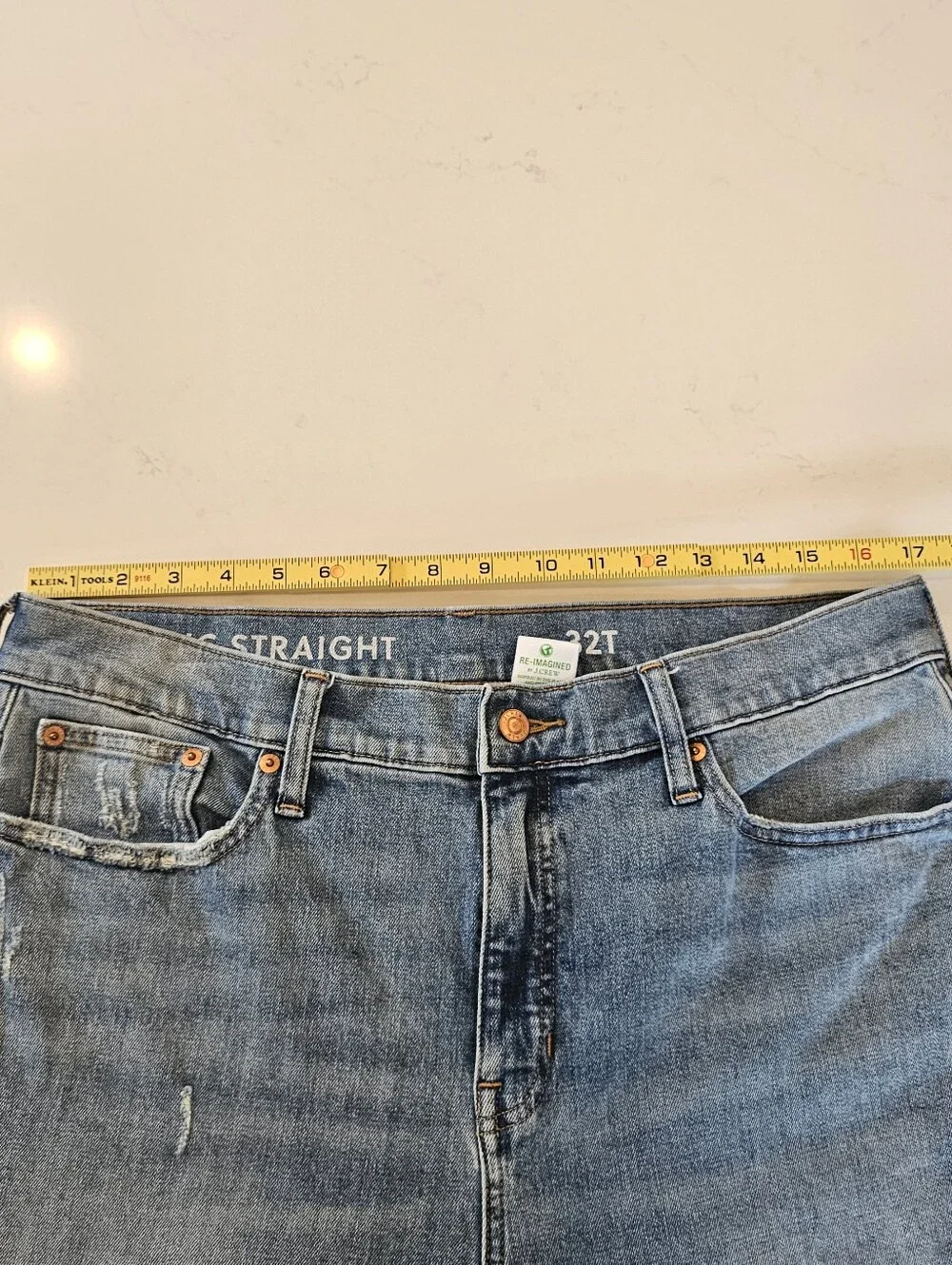J.Crew Men’s 32T Classic Straight Light Wash Distressed Jeans